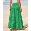 imageBTFBM Women Boho Casual Skirts Summer 2025 Lace Embroidery Eyelet Elastic Waist Flowy Tiered Beach Fall Maxi SkirtGreen