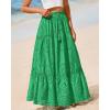 imageBTFBM Women Boho Casual Skirts Summer 2025 Lace Embroidery Eyelet Elastic Waist Flowy Tiered Beach Fall Maxi SkirtGreen