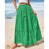 imageBTFBM Women Boho Casual Skirts Summer 2025 Lace Embroidery Eyelet Elastic Waist Flowy Tiered Beach Fall Maxi SkirtGreen
