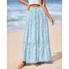imageBTFBM Women Boho Casual Skirts Summer 2025 Lace Embroidery Eyelet Elastic Waist Flowy Tiered Beach Fall Maxi SkirtLight Blue