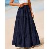imageBTFBM Women Boho Casual Skirts Summer 2025 Lace Embroidery Eyelet Elastic Waist Flowy Tiered Beach Fall Maxi SkirtNavy