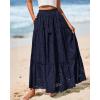 imageBTFBM Women Boho Casual Skirts Summer 2025 Lace Embroidery Eyelet Elastic Waist Flowy Tiered Beach Fall Maxi SkirtNavy