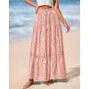 imageBTFBM Women Boho Casual Skirts Summer 2025 Lace Embroidery Eyelet Elastic Waist Flowy Tiered Beach Fall Maxi SkirtPink