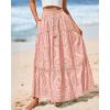 imageBTFBM Women Boho Casual Skirts Summer 2025 Lace Embroidery Eyelet Elastic Waist Flowy Tiered Beach Fall Maxi SkirtPink