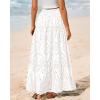 imageBTFBM Women Boho Casual Skirts Summer 2025 Lace Embroidery Eyelet Elastic Waist Flowy Tiered Beach Fall Maxi SkirtWhite
