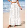 imageBTFBM Women Boho Casual Skirts Summer 2025 Lace Embroidery Eyelet Elastic Waist Flowy Tiered Beach Fall Maxi SkirtWhite
