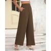 imageBTFBM Women High Waisted Wide Leg Pants Fall 2025 Business Casual Work Dress Pants Loose Office Palazzo Trousers PocketsCoffee