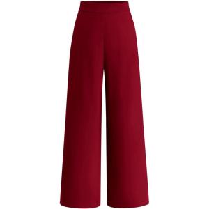 imageBTFBM Women High Waisted Wide Leg Pants Fall 2025 Business Casual Work Dress Pants Loose Office Palazzo Trousers PocketsBurgundy