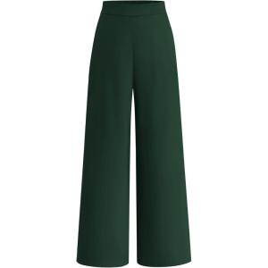 imageBTFBM Women High Waisted Wide Leg Pants Fall 2025 Business Casual Work Dress Pants Loose Office Palazzo Trousers PocketsDark Green