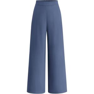 imageBTFBM Women High Waisted Wide Leg Pants Fall 2025 Business Casual Work Dress Pants Loose Office Palazzo Trousers PocketsGrey Blue