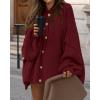 imageBTFBM Cardigan Sweaters for Women 2025 Fall Clothes Lantern Long Sleeve Button Open Front Chunky Knit Oversized SweaterBurgundy