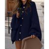 imageBTFBM Cardigan Sweaters for Women 2025 Fall Clothes Lantern Long Sleeve Button Open Front Chunky Knit Oversized SweaterNavy Blue