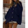 imageBTFBM Cardigan Sweaters for Women 2025 Fall Clothes Lantern Long Sleeve Button Open Front Chunky Knit Oversized SweaterNavy Blue