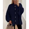 imageBTFBM Cardigan Sweaters for Women 2025 Fall Clothes Lantern Long Sleeve Button Open Front Chunky Knit Oversized SweaterNavy Blue