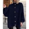 imageBTFBM Cardigan Sweaters for Women 2025 Fall Clothes Lantern Long Sleeve Button Open Front Chunky Knit Oversized SweaterNavy Blue