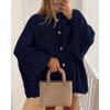 imageBTFBM Cardigan Sweaters for Women 2025 Fall Clothes Lantern Long Sleeve Button Open Front Chunky Knit Oversized SweaterNavy Blue