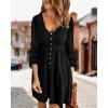 imageBTFBM Casual Fall Dresses for Women 2025 Long Sleeve Button Down Crew Neck Empire Waist A Line Mini Short HOCO DressBlack