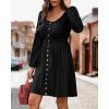 imageBTFBM Casual Fall Dresses for Women 2025 Long Sleeve Button Down Crew Neck Empire Waist A Line Mini Short HOCO DressBlack