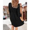 imageBTFBM Casual Fall Dresses for Women 2025 Long Sleeve Button Down Crew Neck Empire Waist A Line Mini Short HOCO DressBlack