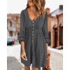 imageBTFBM Casual Fall Dresses for Women 2025 Long Sleeve Button Down Crew Neck Empire Waist A Line Mini Short HOCO DressDark Grey