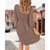 imageBTFBM Casual Fall Dresses for Women 2025 Long Sleeve Button Down Crew Neck Empire Waist A Line Mini Short HOCO DressDark Khaki