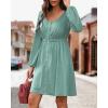 imageBTFBM Casual Fall Dresses for Women 2025 Long Sleeve Button Down Crew Neck Empire Waist A Line Mini Short HOCO DressGreen