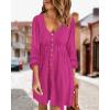 imageBTFBM Casual Fall Dresses for Women 2025 Long Sleeve Button Down Crew Neck Empire Waist A Line Mini Short HOCO DressLong Buttons Rose Red