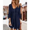 imageBTFBM Casual Fall Dresses for Women 2025 Long Sleeve Button Down Crew Neck Empire Waist A Line Mini Short HOCO DressNavy