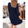 imageBTFBM Casual Fall Dresses for Women 2025 Long Sleeve Button Down Crew Neck Empire Waist A Line Mini Short HOCO DressNavy