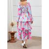 imageBTFBM Fall Dresses for Women 2025 Floral Long Sleeve Smocked Square Neck Casual Ruffle Tiered Flowy Wedding Guest DressFloral Light Blue Pink