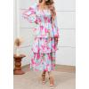 imageBTFBM Fall Dresses for Women 2025 Floral Long Sleeve Smocked Square Neck Casual Ruffle Tiered Flowy Wedding Guest DressFloral Light Blue Pink
