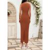 imageBTFBM Formal Wedding Guest Dresses for Women Summer Fall 2025 Sleeveless Ruched Bodycon Mesh Elegant Maxi Cocktail DressCaramel