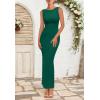 imageBTFBM Formal Wedding Guest Dresses for Women Summer Fall 2025 Sleeveless Ruched Bodycon Mesh Elegant Maxi Cocktail DressGreen