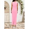 imageBTFBM Formal Wedding Guest Dresses for Women Summer Fall 2025 Sleeveless Ruched Bodycon Mesh Elegant Maxi Cocktail DressPink