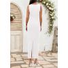 imageBTFBM Formal Wedding Guest Dresses for Women Summer Fall 2025 Sleeveless Ruched Bodycon Mesh Elegant Maxi Cocktail DressWhite