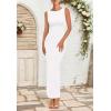 imageBTFBM Formal Wedding Guest Dresses for Women Summer Fall 2025 Sleeveless Ruched Bodycon Mesh Elegant Maxi Cocktail DressWhite