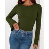 imageBTFBM Long Sleeve Shirts for Women 2025 Fall Y2K Clothes Casual Solid Color Boat Neck Bell Sleeve Fitted Going Out TopsArmy Green