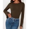 imageBTFBM Long Sleeve Shirts for Women 2025 Fall Y2K Clothes Casual Solid Color Boat Neck Bell Sleeve Fitted Going Out TopsBrown