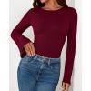 imageBTFBM Long Sleeve Shirts for Women 2025 Fall Y2K Clothes Casual Solid Color Boat Neck Bell Sleeve Fitted Going Out TopsBurgundy