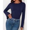 imageBTFBM Long Sleeve Shirts for Women 2025 Fall Y2K Clothes Casual Solid Color Boat Neck Bell Sleeve Fitted Going Out TopsNavy Blue