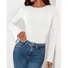 imageBTFBM Long Sleeve Shirts for Women 2025 Fall Y2K Clothes Casual Solid Color Boat Neck Bell Sleeve Fitted Going Out TopsWhite
