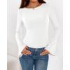 imageBTFBM Long Sleeve Shirts for Women 2025 Fall Y2K Clothes Casual Solid Color Boat Neck Bell Sleeve Fitted Going Out TopsWhite