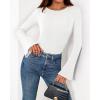 imageBTFBM Long Sleeve Shirts for Women 2025 Fall Y2K Clothes Casual Solid Color Boat Neck Bell Sleeve Fitted Going Out TopsWhite