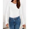 imageBTFBM Long Sleeve Shirts for Women 2025 Fall Y2K Clothes Casual Solid Color Boat Neck Bell Sleeve Fitted Going Out TopsWhite