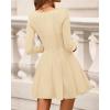 imageBTFBM Square Neck Dress for Women Casual Fall Long Sleeve Knit Pleated Elegant Classy 2025 A Line Club Party Mini DressApricot