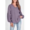 imageBTFBM Womens Fall Fashion 2025 Long Sleeve Shirts Casual V Neck Ribbed Knit Blouses Pullover Trendy Loose Fit Tunic TopsSolid Taro Purple
