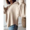 imageBTFBM Womens Fall Fashion 2025 Long Sleeve Shirts Casual V Neck Ribbed Knit Blouses Pullover Trendy Loose Fit Tunic TopsTurndown Apricot
