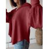 imageBTFBM Womens Fall Fashion 2025 Long Sleeve Shirts Casual V Neck Ribbed Knit Blouses Pullover Trendy Loose Fit Tunic TopsTurndown Wine Red