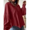 imageBTFBM Womens Fall Fashion 2025 Long Sleeve Shirts Casual V Neck Ribbed Knit Blouses Pullover Trendy Loose Fit Tunic TopsTurndown Wine Red