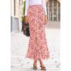 imageBTFBM Womens Floral Mesh Maxi Skirt Elastic High Waisted Boho Elegant Mermaid 2025 Summer Fall Long Skirts for WomenPink